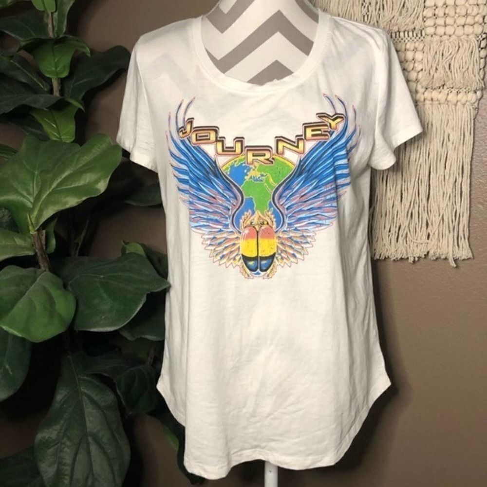 White Journey Band Graphic Logo Tee Size Medium